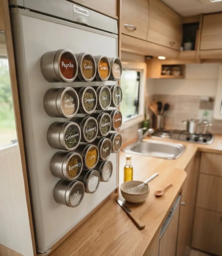 Magnetic Spice Rack on the Fridge Door