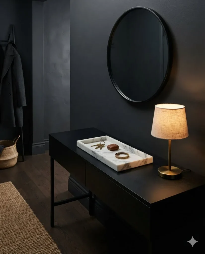Marble Catchall Tray on a Black Console