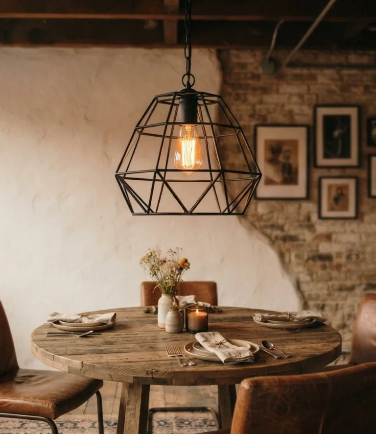 Matte Black Cage Pendant with Edison Bulb