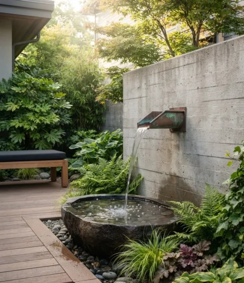 Minimalist Copper Scupper Wall Spill