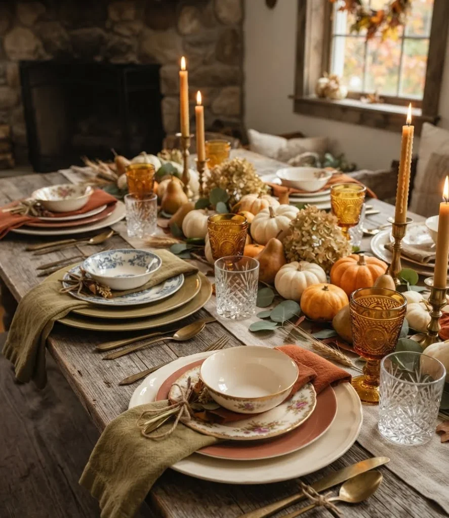 Mismatched Vintage Plate Tablescape