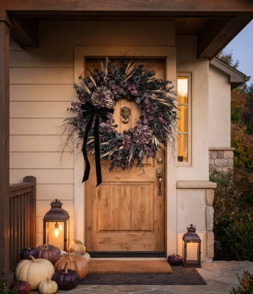 Moody Purple and Black Floral Wreath