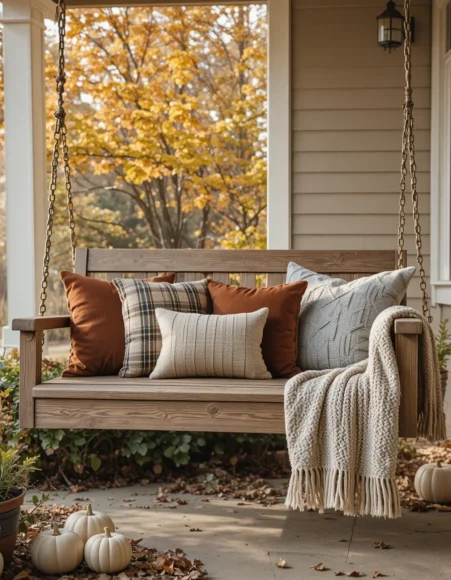 Porch Swing Styled with Layered Pillows