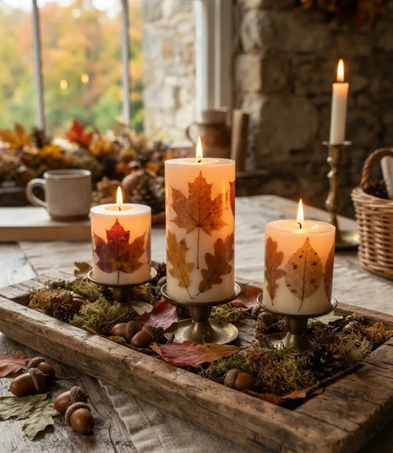 Pressed Leaf Candle Wraps