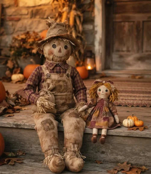 Rag Doll Companion Beside the Scarecrow