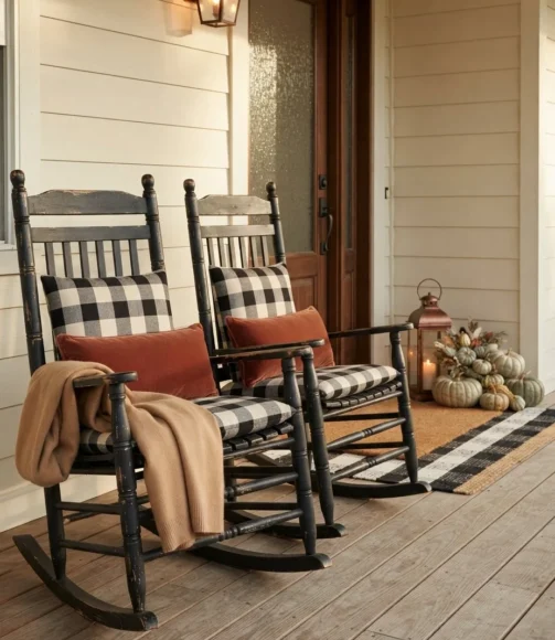 Rocking Chairs Dressed in Buffalo Check Cushions