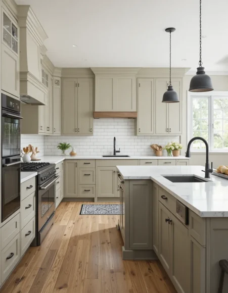 Sage Cabinets with a Matte Black