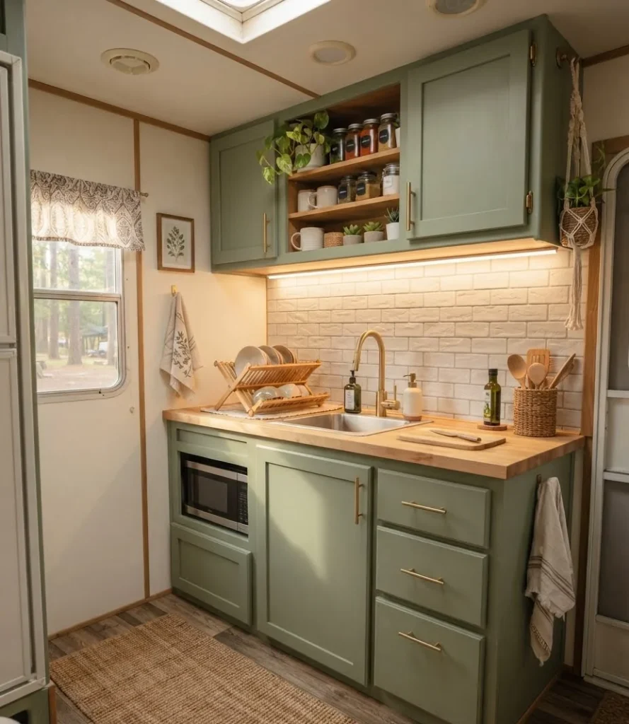 Sage Green Painted Cabinets