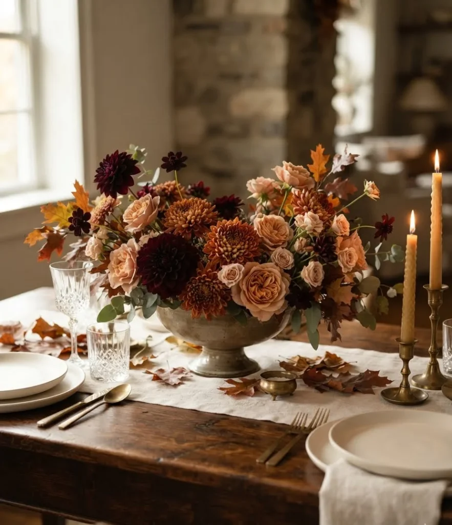 Statement Dahlia & Mum Floral Bowl