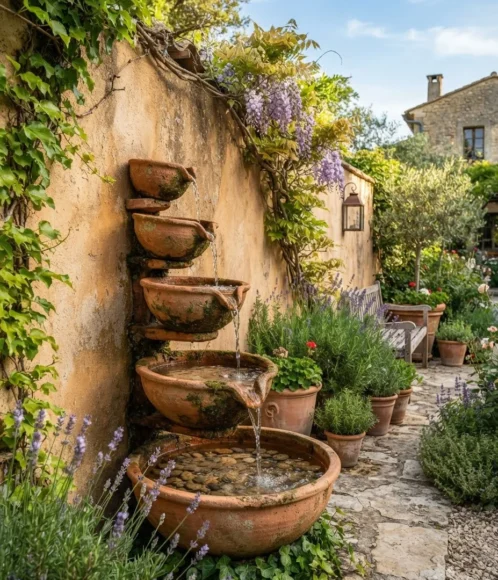 Tiered Terracotta Bowl Fountain
