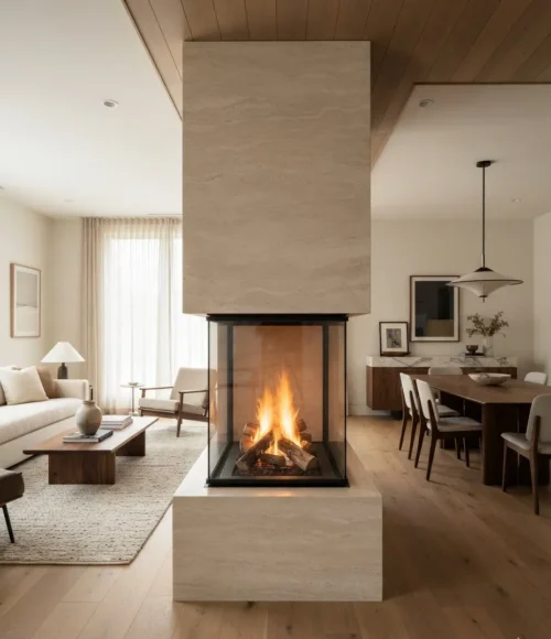 Two-Sided Fireplace Divider