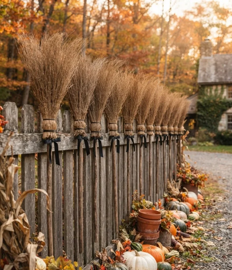 Upside-Down Broom Fence Line