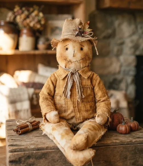 Vanilla Cinnamon Stained Homespun Sitter