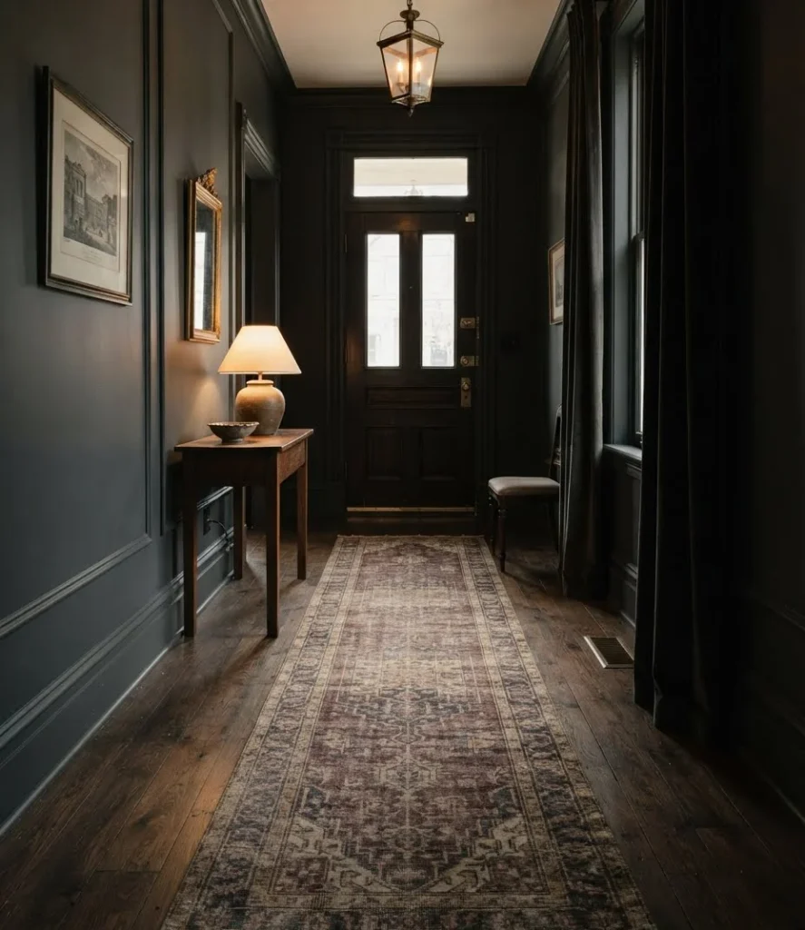 Vintage Runner Over Dark Hardwood Floors