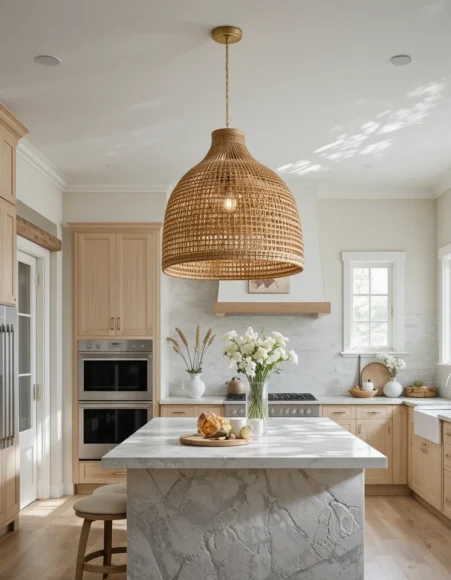 Woven Bamboo Bell Pendant Cluster