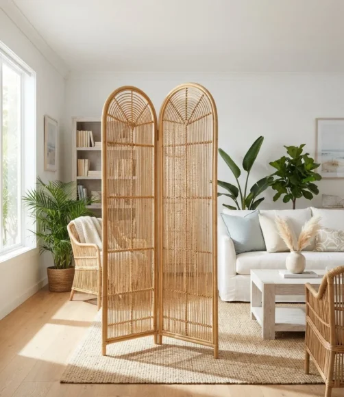 Woven Rattan Room Divider Screen
