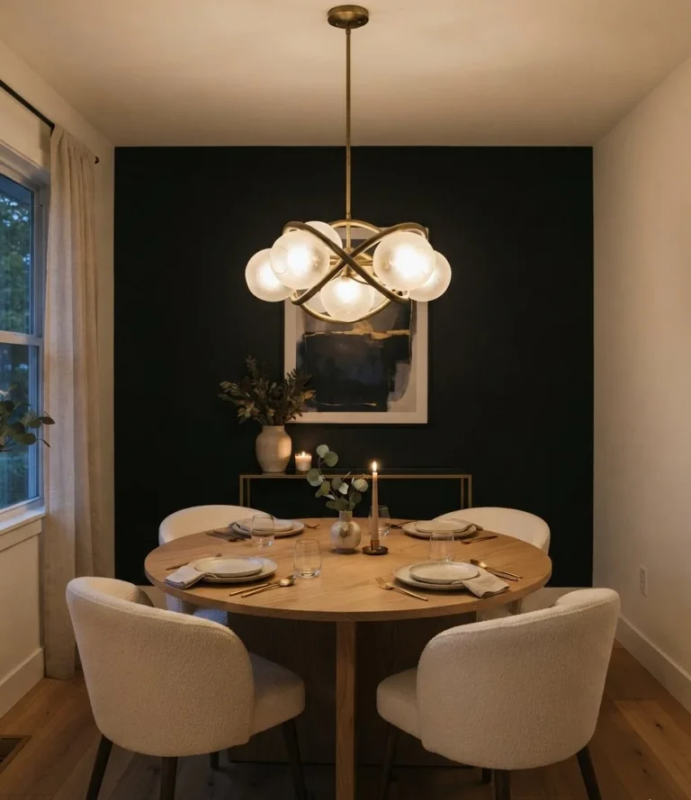 Black Dining Wall With a Statement Pendant