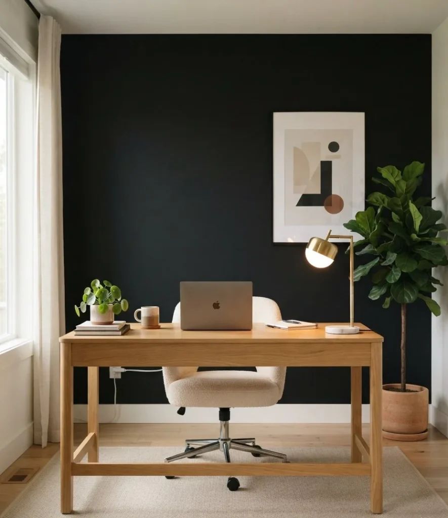 Black Home Office Video-Call Wall