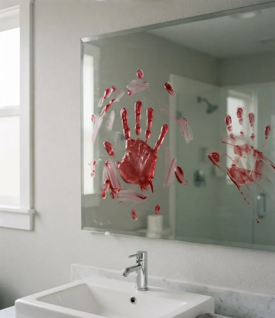 Bloody Handprint Bathroom Mirror Clings