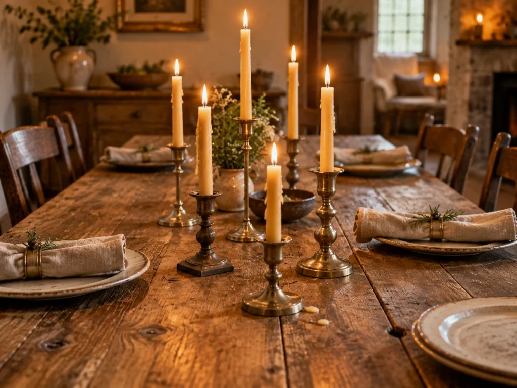 Brass and Bare Farmhouse Wood