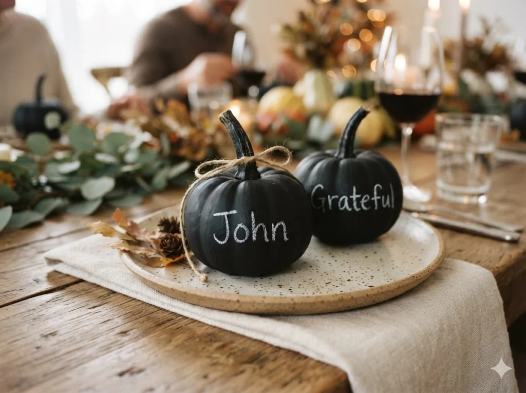 Chalkboard Painted Mini Pumpkins
