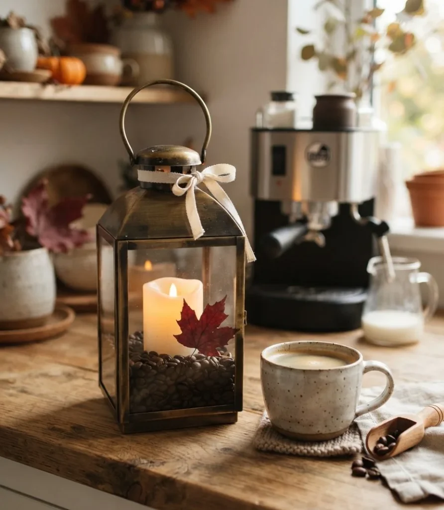 Coffee Bar Lantern with Coffee-Bean Base