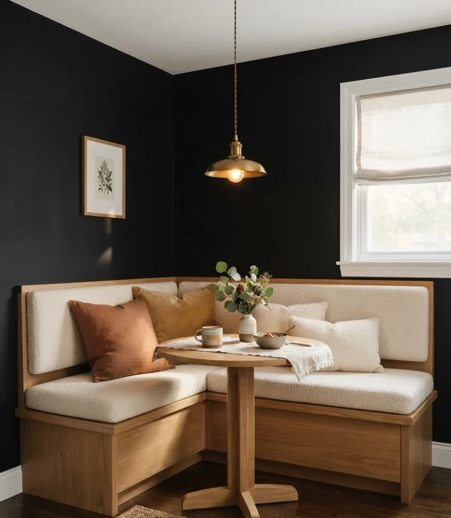 Cozy Black Banquette Nook