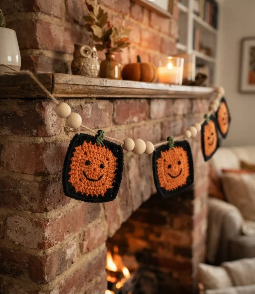 Crochet Granny Square Jack-O'-Lanterns