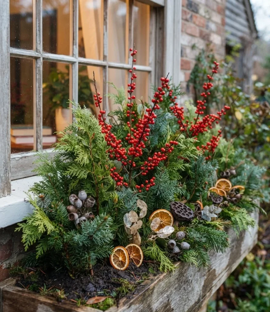 Evergreen Tips And Berry Stems
