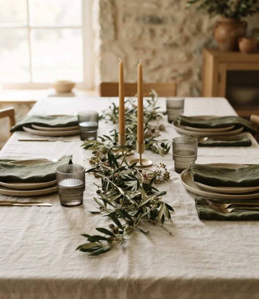 Flat Olive-Branch Table Runner