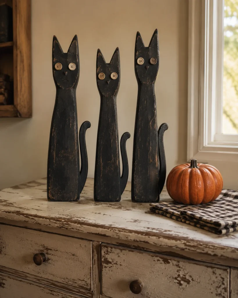 Folk Art Black Cats