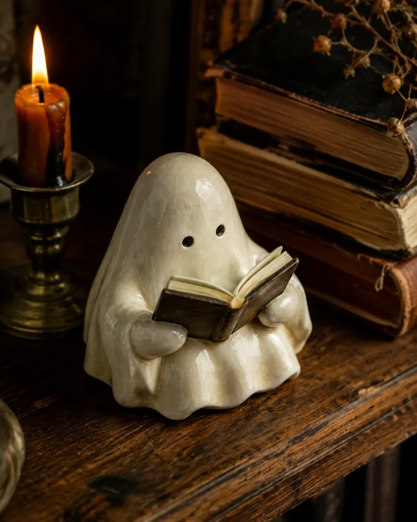 Ghost Reading a Book Figurine