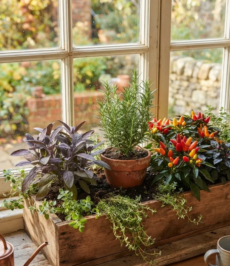 Kitchen Window Herb Box Turned Fall Harvest