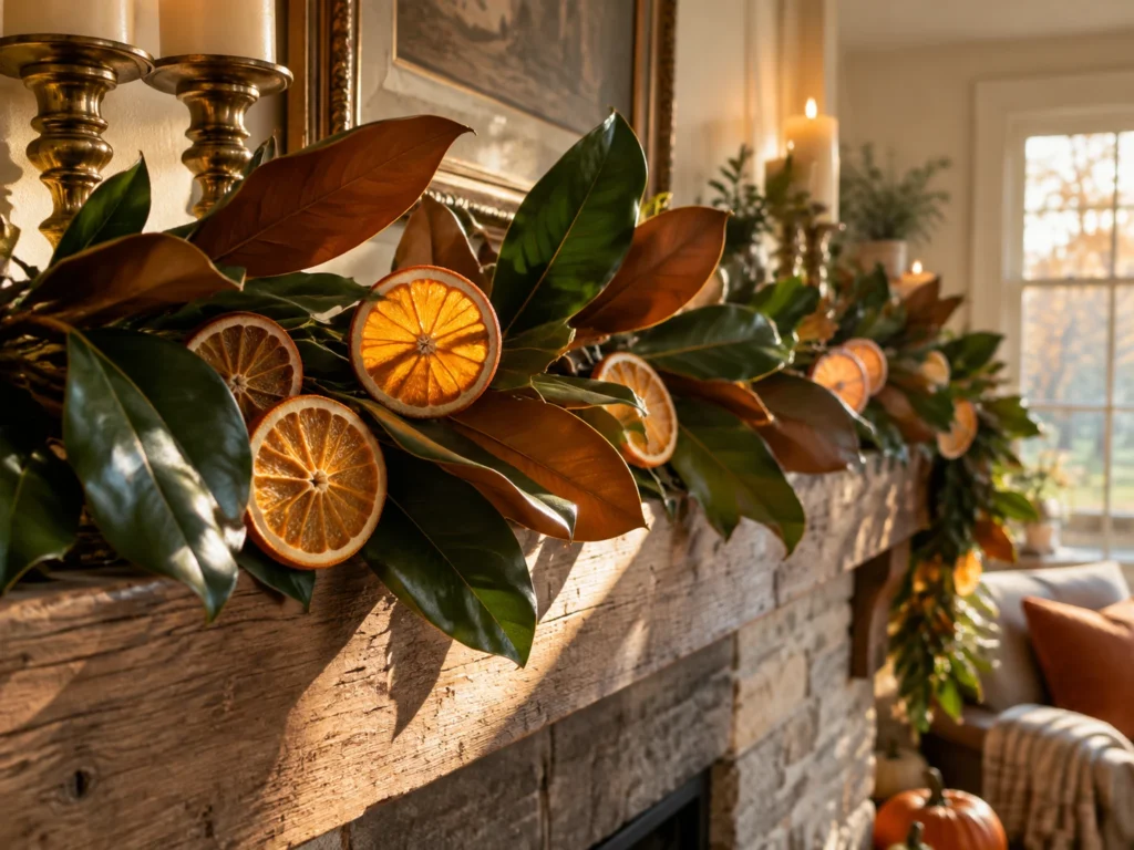 Magnolia Leaf and Dried Orange Garland