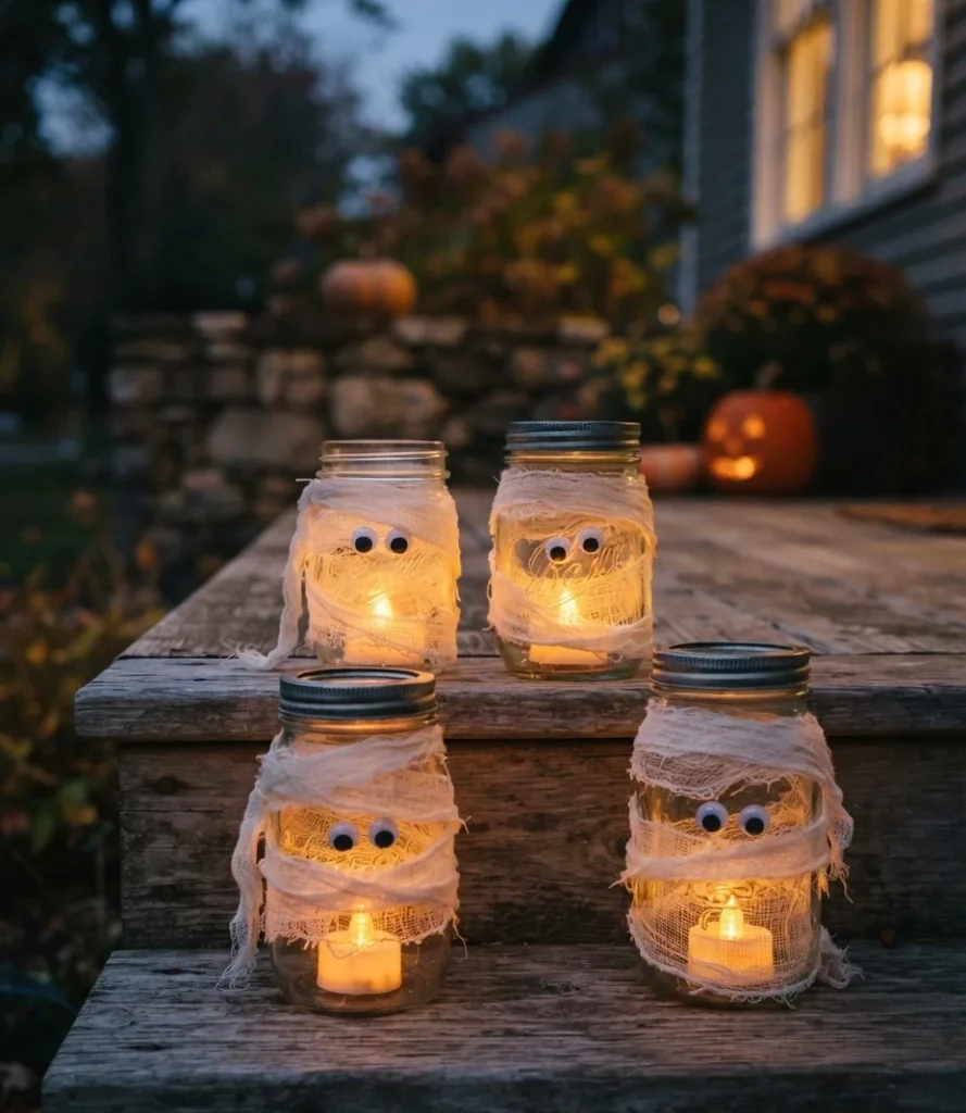 Mason Jar Mummy Lanterns