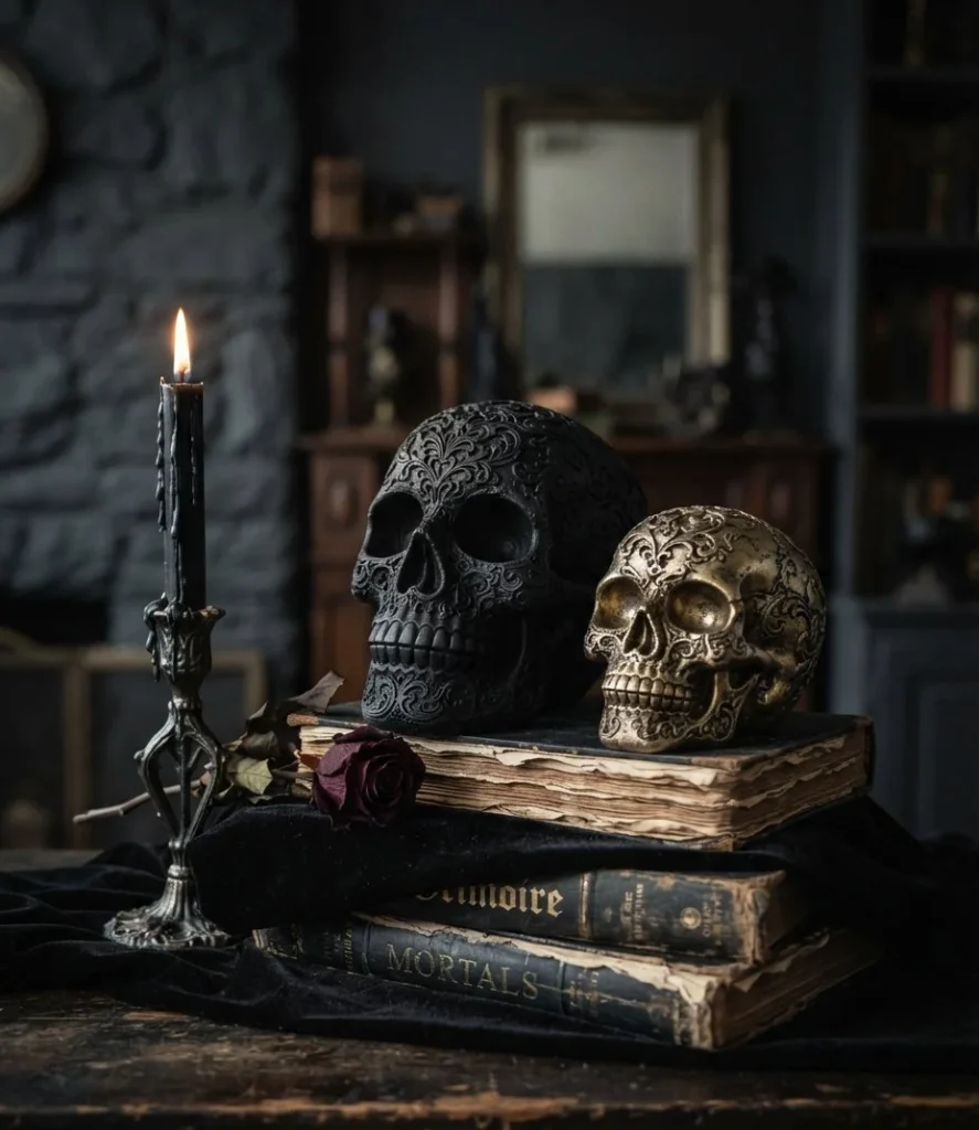 Matte Black and Metallic Skulls