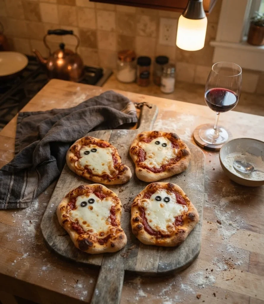 Mini Ghost Pizzas