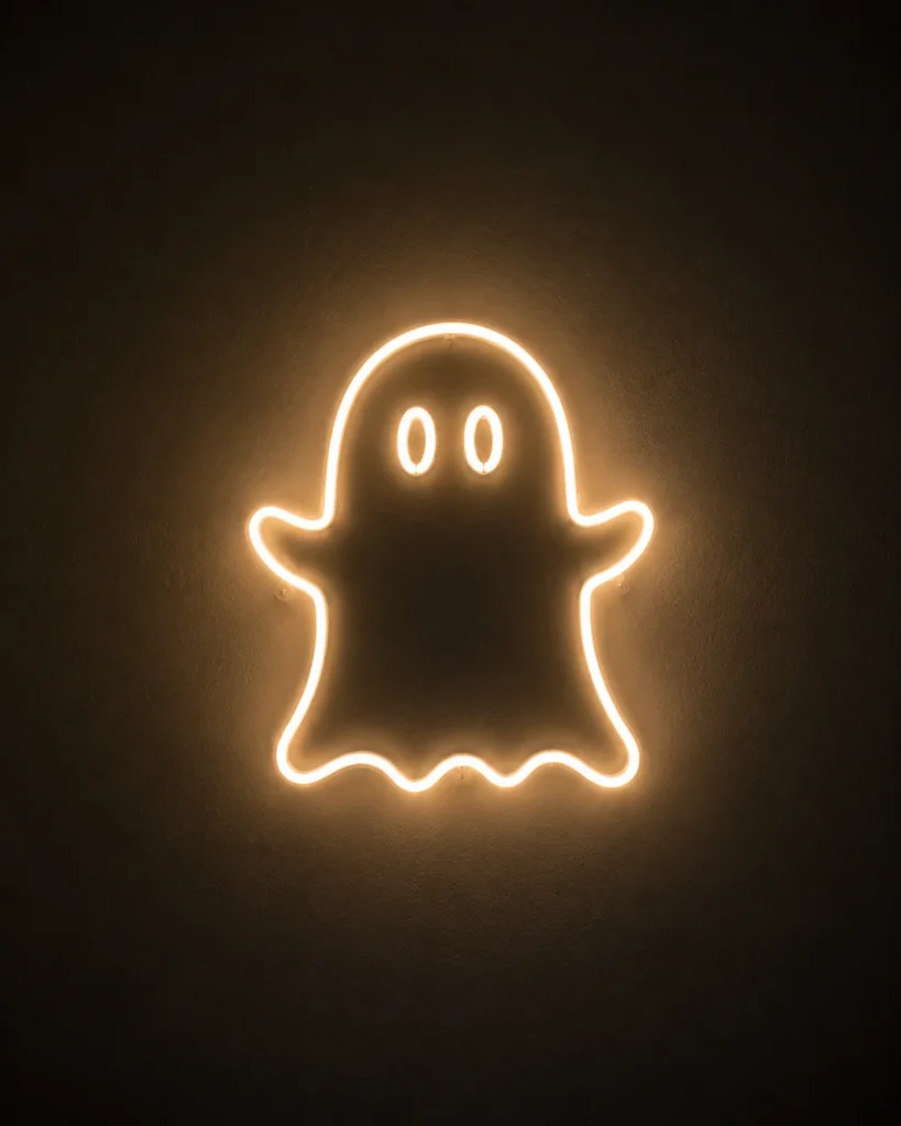 Minimalist Neon Ghost Wall Sign