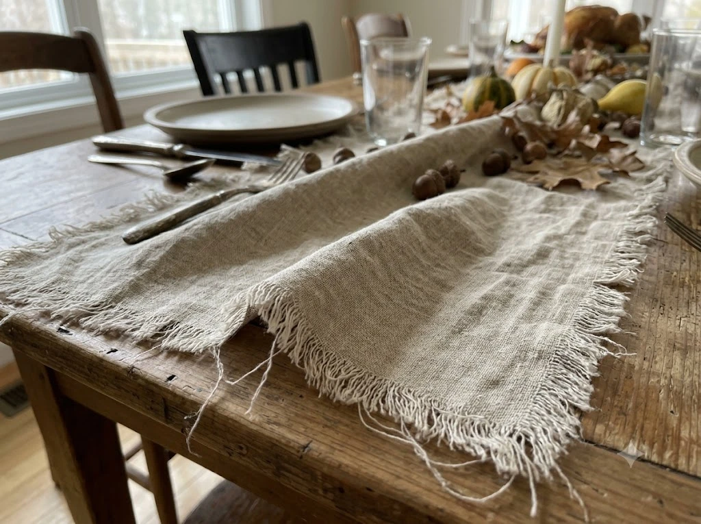 No-Sew Frayed Linen Runner