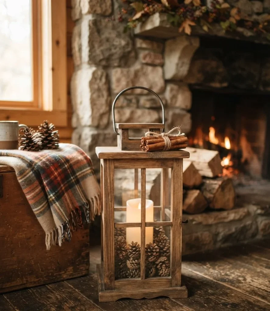 Pinecone and Cinnamon Cabin Lantern