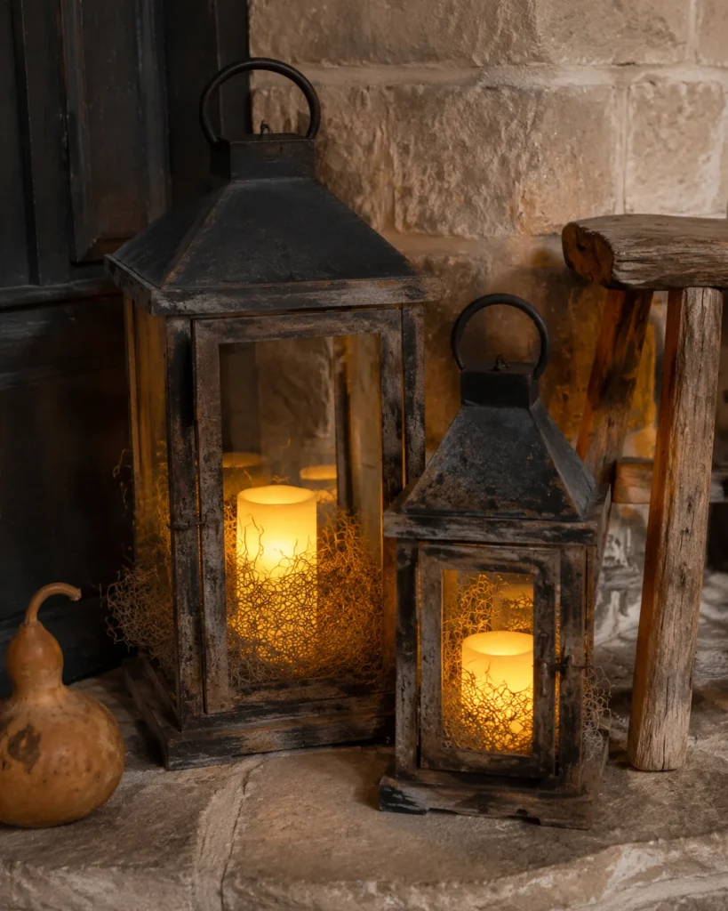 Rustic Lanterns with Spanish Moss