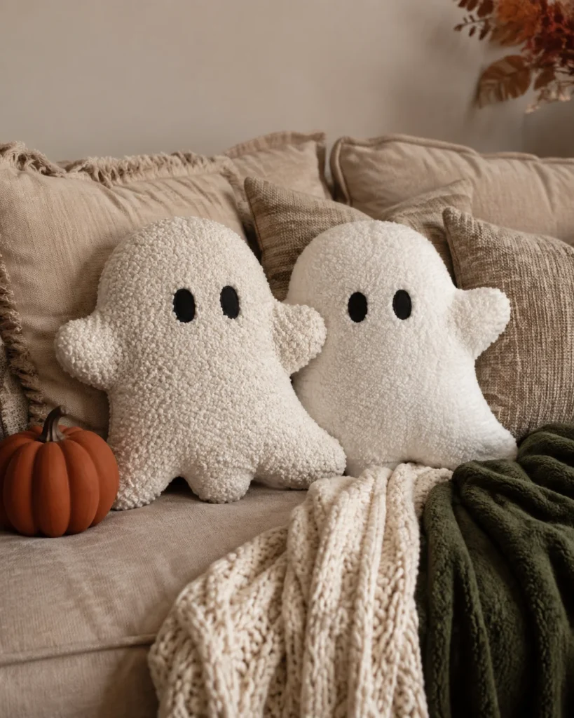 Sherpa and Bouclé Ghost Throw Pillows