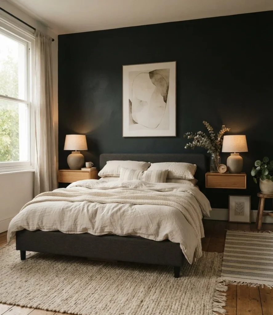 Soft Matte Black Headboard Wall