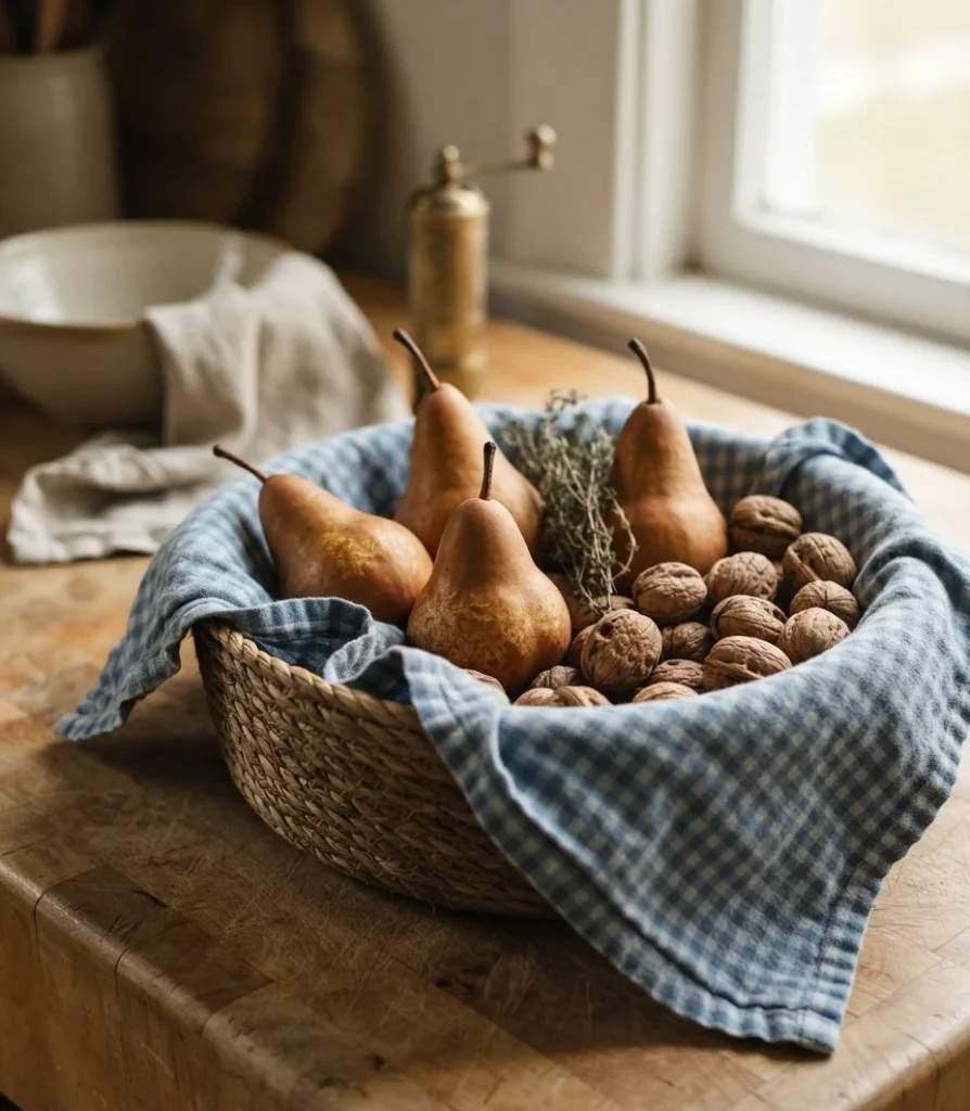 The Blue Gingham & Pear Basket