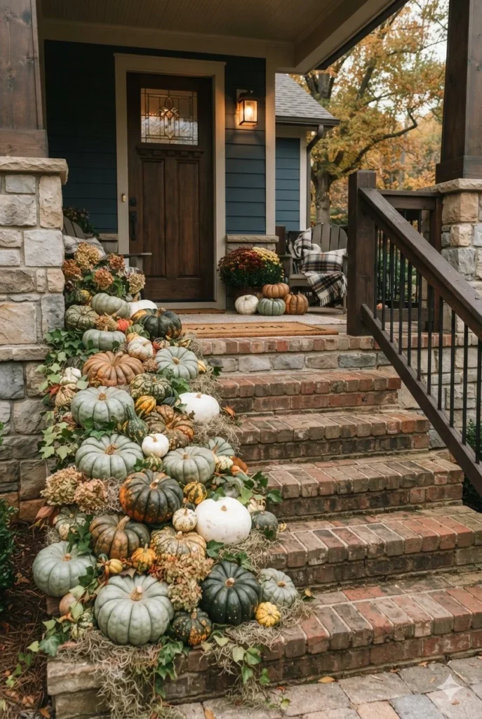 The Cascading Heirloom Pumpkin Staircase