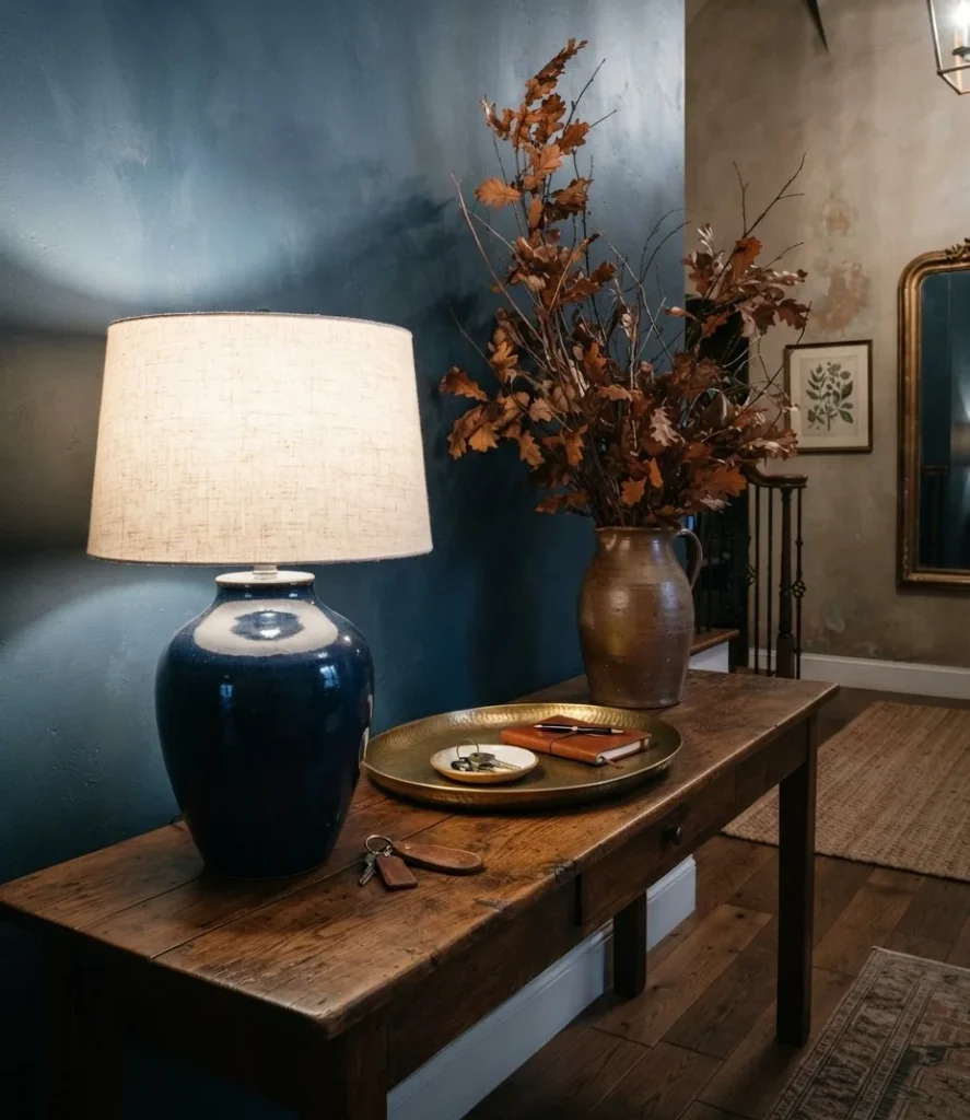 The Navy Lamp & Dried Branch Console