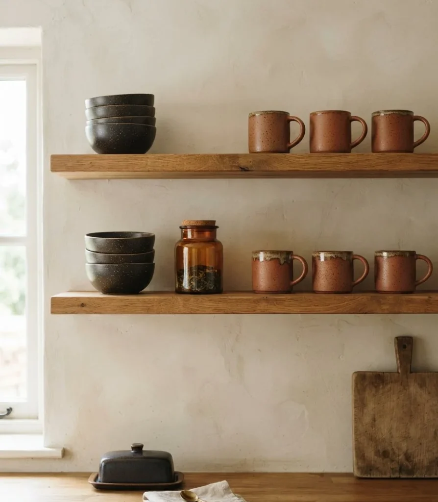 Tonal Open Kitchen Shelves
