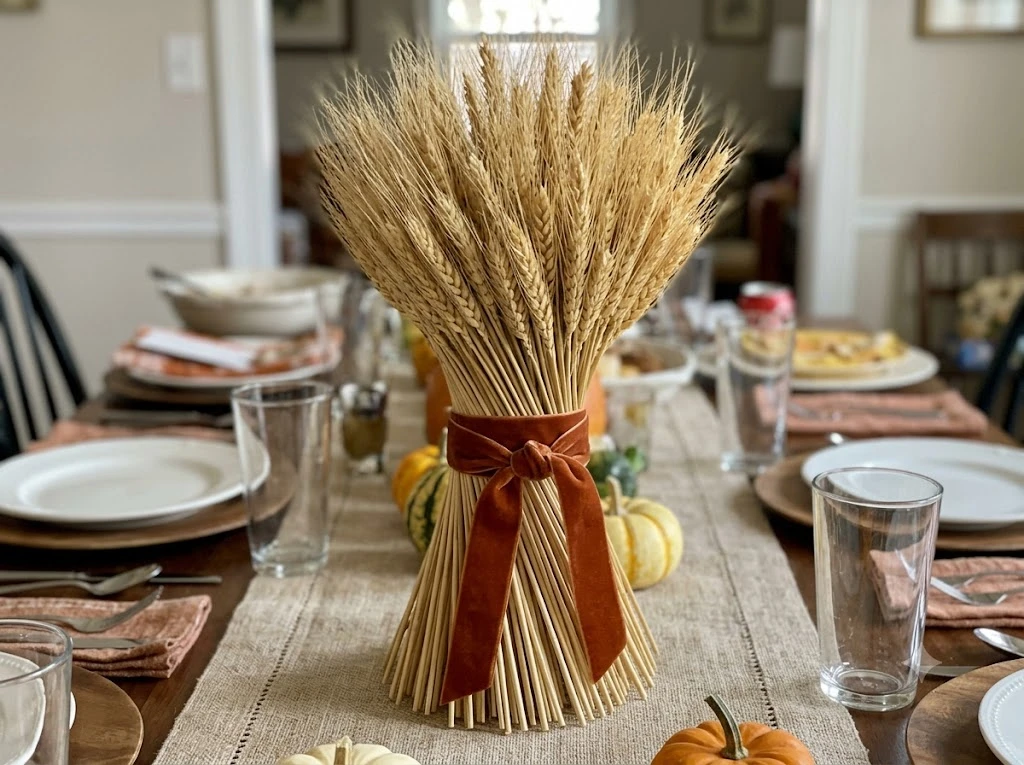 Velvet-Tied Wheat Sheaf Bundle