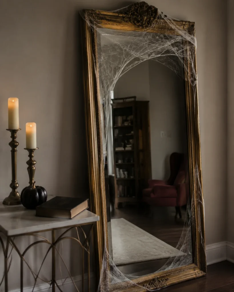 Vintage Mirror Selfie Station with Cobwebs