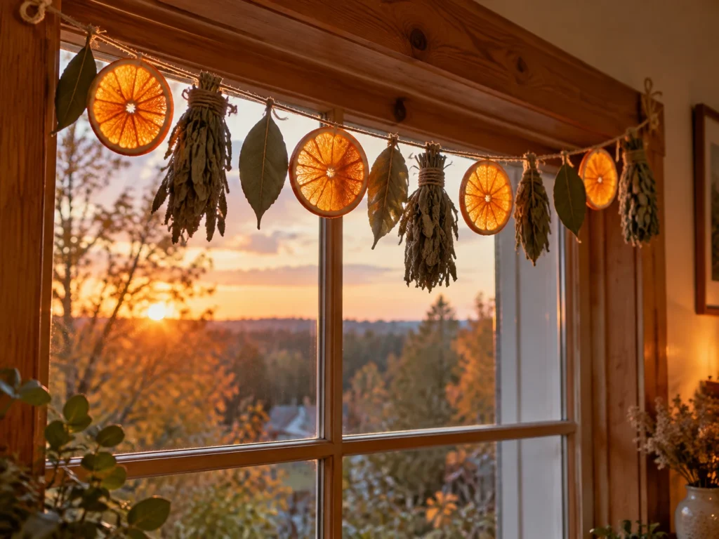 Window Frame Dried Herb and Orange Garland